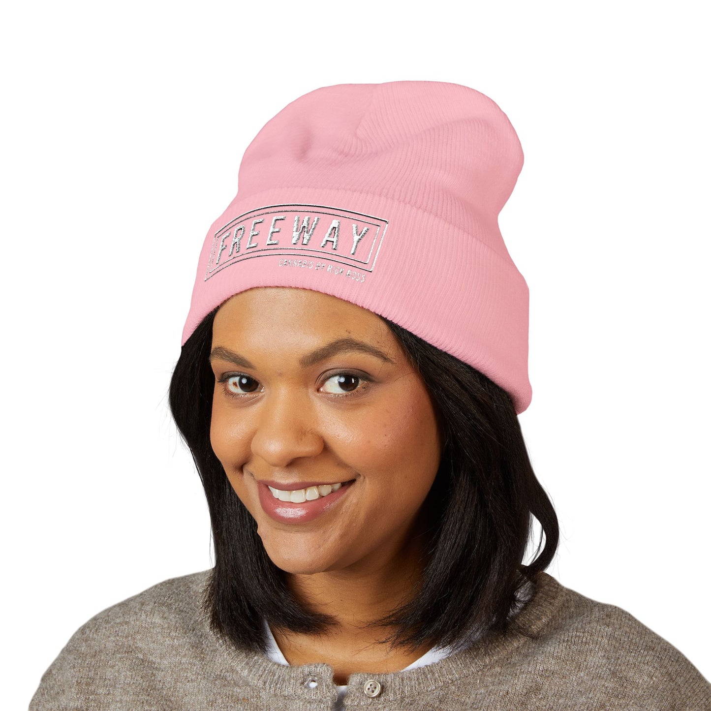 Embroidered "FREEWAY" Cuffed Beanie – Classic Knit Winter Hat