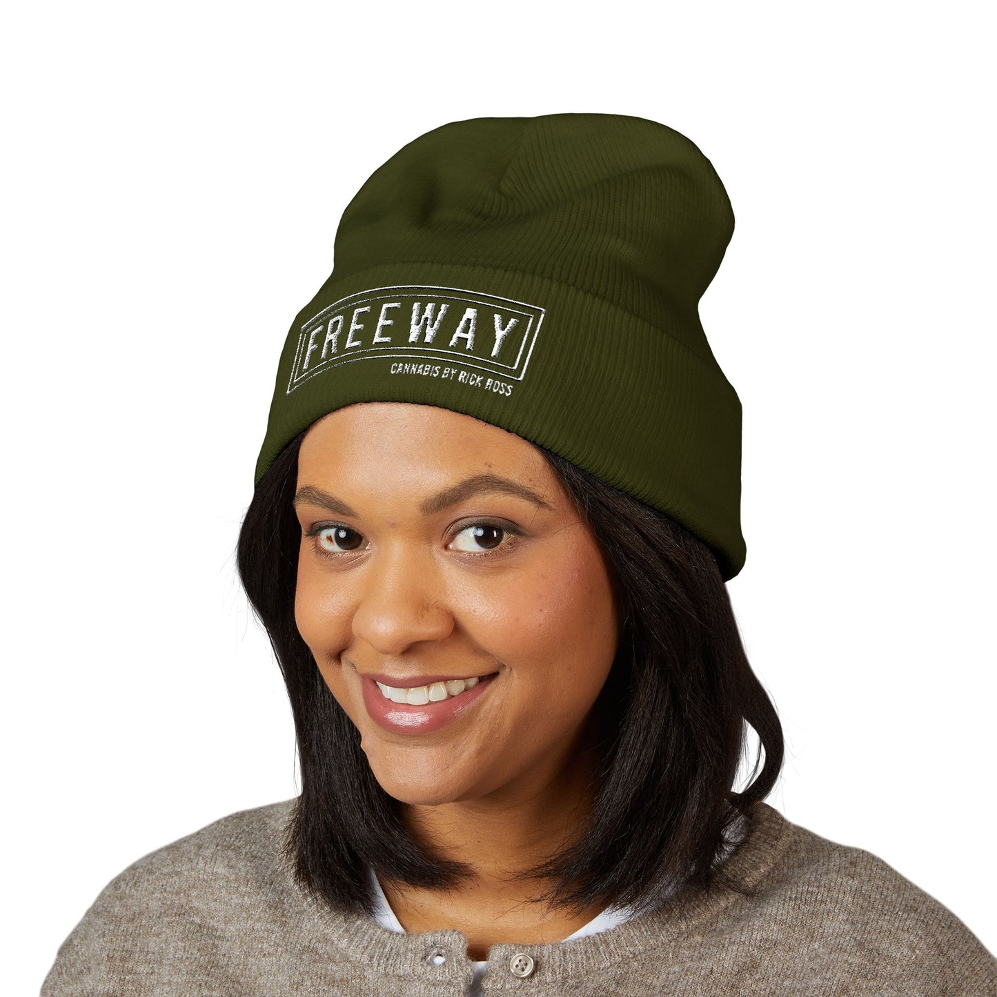 Embroidered "FREEWAY" Cuffed Beanie – Classic Knit Winter Hat