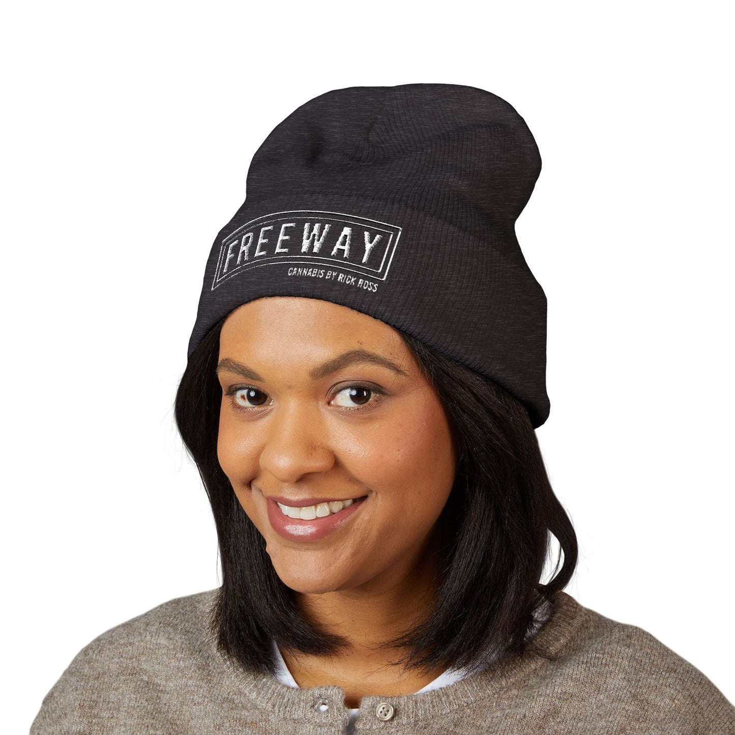 Embroidered "FREEWAY" Cuffed Beanie – Classic Knit Winter Hat