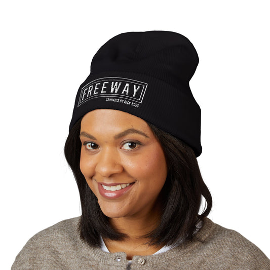 Embroidered "FREEWAY" Cuffed Beanie – Classic Knit Winter Hat