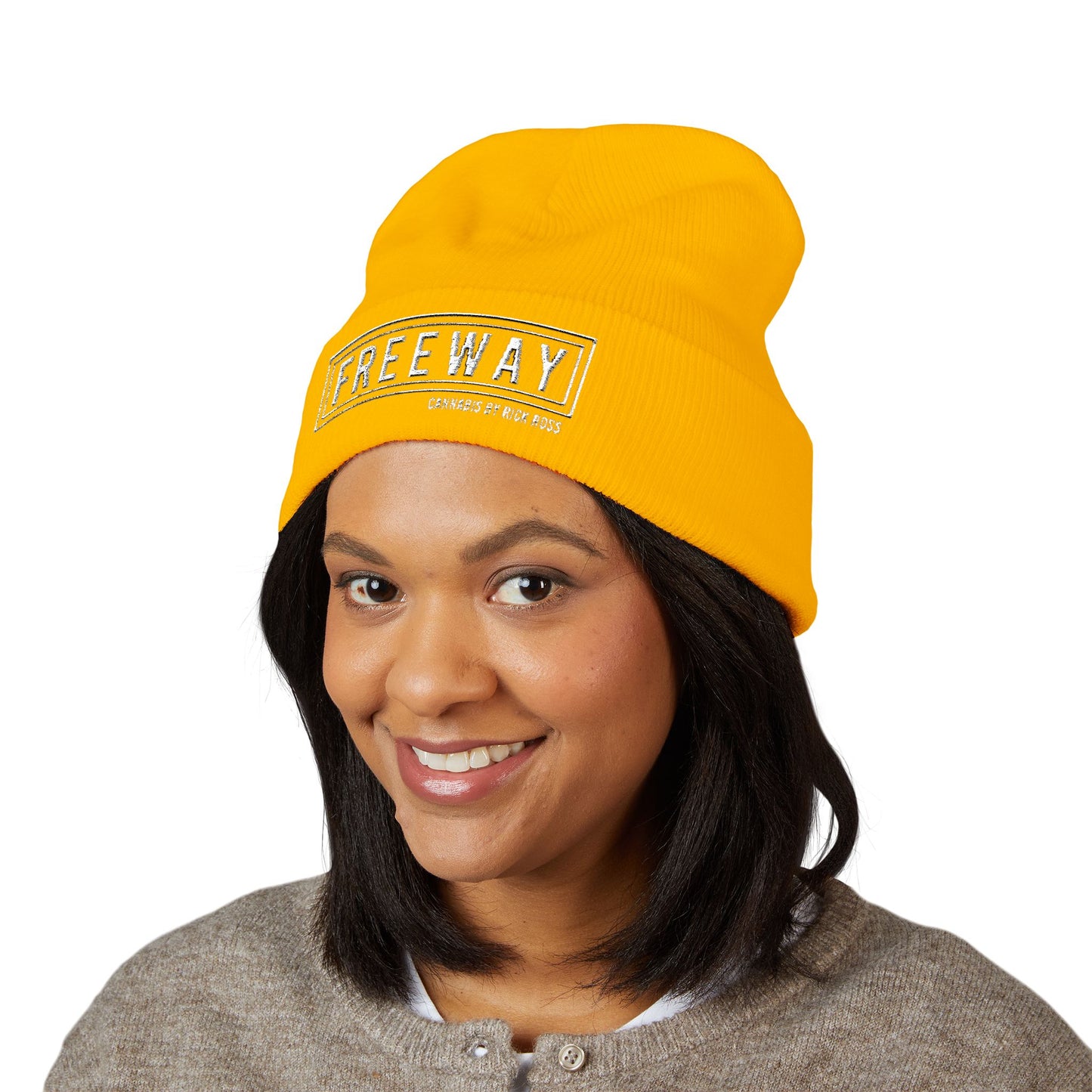 Embroidered "FREEWAY" Cuffed Beanie – Classic Knit Winter Hat